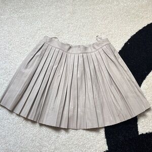 Beige Faux Leather Pleated Skirt
